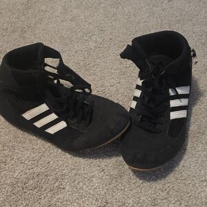 Adidas Black and White High-Top Shoes